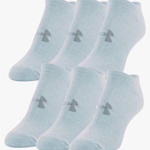 Under Armour women blue 6 pack no show socks, essential training, medium